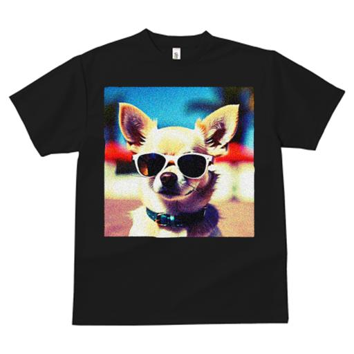 Tシャツ レディース 犬ファン 半袖 春夏 プリント カジュアル かわいい 人間用 フィットネス サングラス チワワ 青い空 日差し