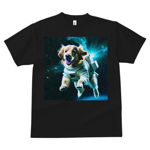 Tシャツ メンズ キッズ 犬ファン 半袖 春夏 プリント カジュアル かわいい 人間用 フィットネス 宇宙 ゴールデンレトリバー 宇宙服 スペース 銀河 星