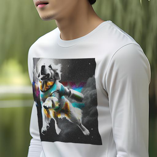 長袖Tシャツ 人間用 メンズ 秋春夏 プリント レジャー アウトドア カジュアル かわいい 宇宙 ゴールデンレトリバー 宇宙服 ファンタジー 星