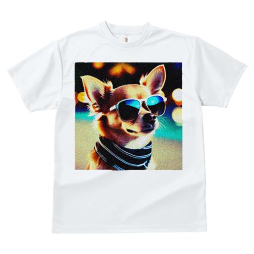 Tシャツ レディース 犬ファン 半袖 春夏 プリント カジュアル かわいい 人間用 フィットネス サングラス チワワ スカーフ 夜 ボケ カラフル