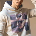 パーカー メンズ 秋春夏 プリント フード付き ポケット無し カジュアル かわいい 人間用 サングラス チワワ バンダナ 希望(4)