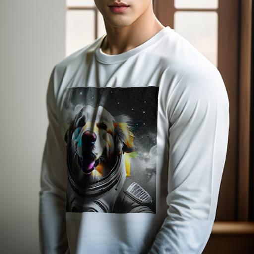 長袖Tシャツ 人間用 メンズ 秋春夏 プリント レジャー アウトドア カジュアル かわいい 宇宙服 ゴールデンレトリーバー 宇宙 犬 楽しい SF