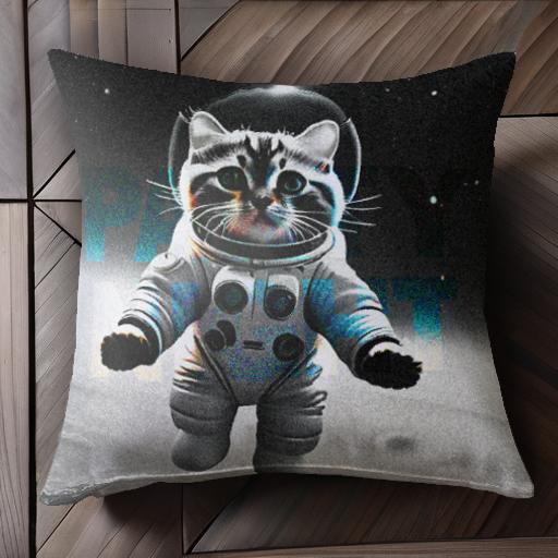 宇宙 猫 宇宙服 星空 銀河 クッションカバー 45×45cm アニマル柄 おしゃれ 可愛い クッション本体付き 正方形