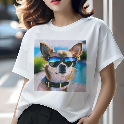 Tシャツ レディース 犬ファン 半袖 春夏 プリント カジュアル かわいい 人間用 フィットネス サングラ..
