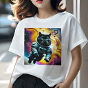 Tシャツ レディース 犬ファン 半袖 春夏 プリント カジュアル かわいい 人間用 フィットネス 猫 宇宙服 宇宙 銀河 クエスチョンマーク