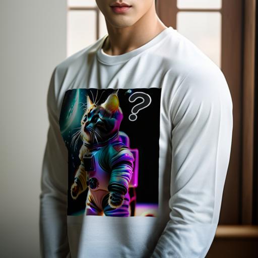 長袖Tシャツ 人間用 メンズ 秋春夏 プリント レジャー アウトドア カジュアル かわいい 宇宙 宇宙服 猫 質問マーク