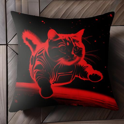 宇宙 猫 宇宙服 赤 クッションカバー 45×45cm アニマル柄 おしゃれ 可愛い クッション本体付き 正方形