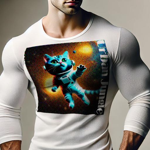 楽天フロントップ楽天市場店長袖Tシャツ 人間用 メンズ 秋春夏 プリント レジャー アウトドア カジュアル かわいい 宇宙 猫 スペーススーツ カラフル ドット