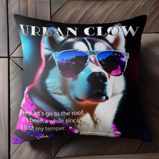 サングラス シベリアンハスキー 派手な服 アーバンクロー クッションカバー 45×45cm アニマル柄 おしゃれ 可愛い クッション本体付き 正方形