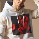 パーカー メンズ 秋春夏 プリント フード付き ポケット無し カジュアル かわいい 人間用 サングラス シベリアンハスキー バンダナ 夜景 赤色(4)
