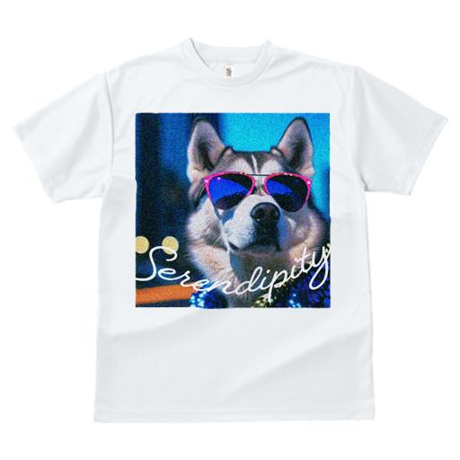 Tシャツ レディース 犬ファン 半袖 春夏 プリント カジュアル かわいい 人間用 フィットネス サングラス シベリアンハスキー 夜景 ネオン