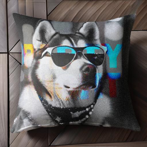 サングラス シベリアンハスキー パーティー バンダナ クッションカバー 45×45cm アニマル柄 おしゃれ ..
