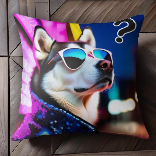 サングラス シベリアンハスキー ネオン 夜 ファッション クール クッションカバー 45×45cm アニマル柄 おしゃれ 可愛い クッション本体付き 正方形 サングラス シベリアンハスキー ネオン 夜 ファッション クール クッションカバー 45×45cm アニマル柄 おしゃれ 可愛い クッション本体付き 正方形