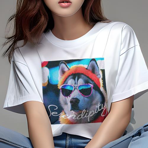 Tシャツ レディース 犬ファン 半袖 春夏 プリント カジュアル かわいい 人間用 フィットネス サングラス シベリアンハスキー 帽子 バックライト Tシャツ レディース 犬ファン 半袖 春夏 プリント カジュアル かわいい 人間用 フィットネス サングラス シベリアンハスキー 帽子 バックライト