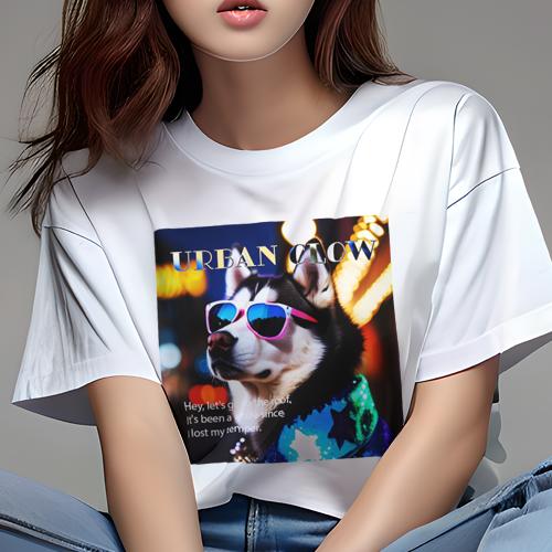 Tシャツ レディース 犬ファン 半袖 春夏 プリント カジュアル かわいい 人間用 フィットネス サングラ..