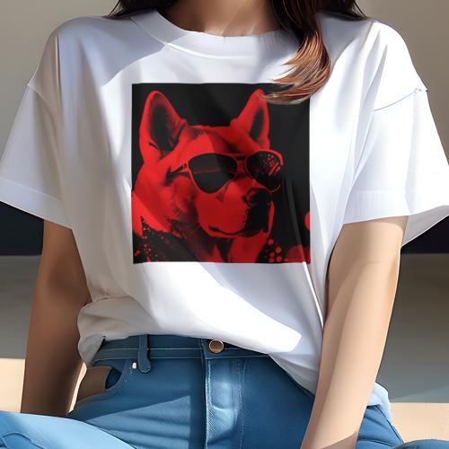 Tシャツ レディース 犬ファン 半袖 春夏 プリント カジュアル かわいい 人間用 フィットネス サングラス シベリアンハスキー 赤い光 クール Tシャツ レディース 犬ファン 半袖 春夏 プリント カジュアル かわいい 人間用 フィットネス サングラス シベリアンハスキー 赤い光 クール
