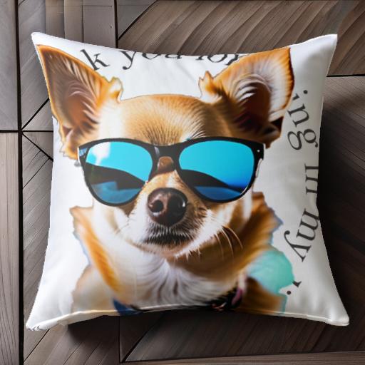 サングラス チワワ おしゃれ かわいい クッションカバー 45×45cm アニマル柄 可愛い クッション本体付き 正方形