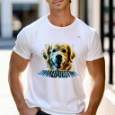 Tシャツ メンズ キッズ 犬ファン 半袖 春夏 プリント カジュアル かわいい 人間用 フィットネス 笑顔 ゴールデンレトリバー ヘッドホン 音楽 青色