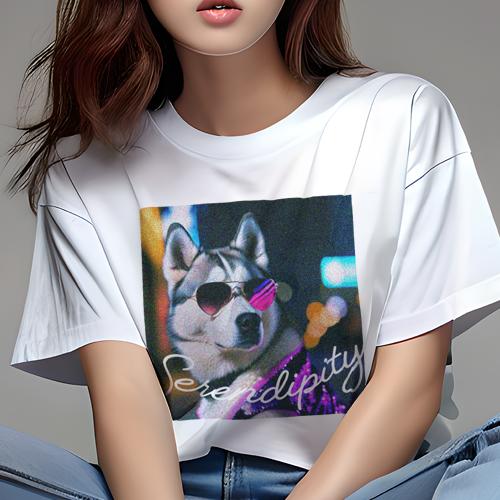 Tシャツ レディース 犬ファン 半袖 春夏 プリント カジュアル かわいい 人間用 フィットネス サングラス シベリアンハスキー パープルの服 ネオンライト Tシャツ レディース 犬ファン 半袖 春夏 プリント カジュアル かわいい 人間用 フィットネス サングラス シベリアンハスキー パープルの服 ネオンライト