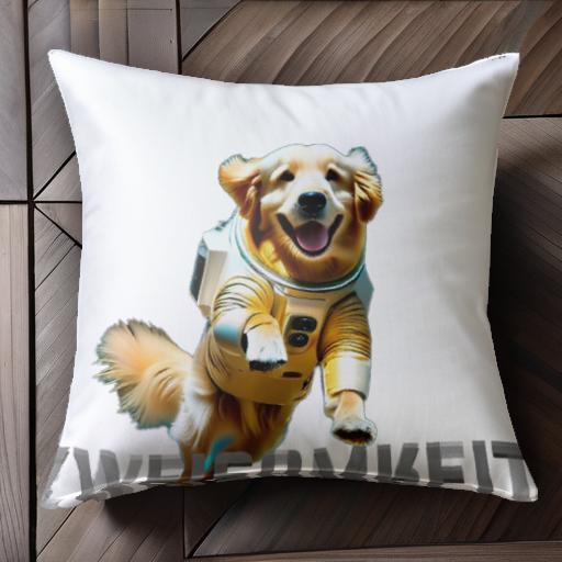 宇宙服 ゴールデンレトリバー 元気な犬 楽しそうな犬 クッションカバー 45×45cm アニマル柄 おしゃれ ..