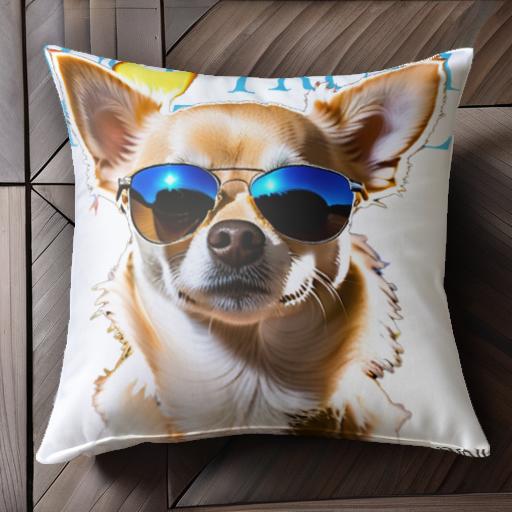 サングラス チワワ おしゃれ クール クッションカバー 45×45cm アニマル柄 可愛い クッション本体付き ..