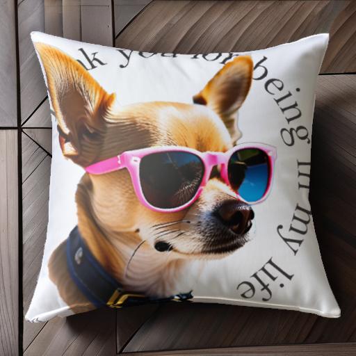 サングラス チワワ 首輪 クッションカバー 45×45cm アニマル柄 おしゃれ 可愛い クッション本体付き 正方形