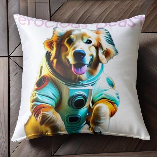 宇宙服 ゴールデンレトリバー クッションカバー 45×45cm アニマル柄 おしゃれ 可愛い クッション本体付..