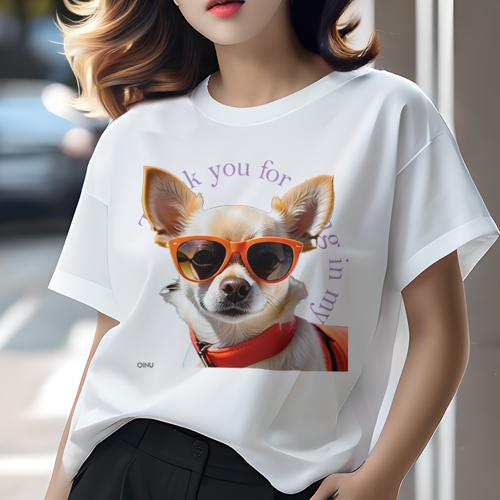 Tシャツ レディース 犬ファン 半袖 春夏 プリント カジュアル かわいい 人間用 フィットネス サングラス チワワ 首輪