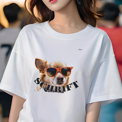 Tシャツ レディース 犬ファン 半袖 春夏 プリント カジュアル かわいい 人間用 フィットネス サングラス チワワ オレンジ テキスト Tシャツ レディース 犬ファン 半袖 春夏 プリント カジュアル かわいい 人間用 フィットネス サングラス チワワ オレンジ テキスト