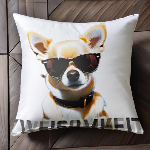 サングラス チワワ 洒落た雰囲気 クッションカバー 45×45cm アニマル柄 おしゃれ 可愛い クッション本..