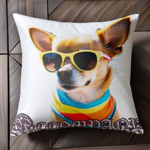 サングラス チワワ バンダナ クッションカバー 45×45cm アニマル柄 おしゃれ 可愛い クッション本体付き 正方形