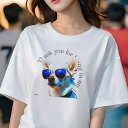 Tシャツ レディース 犬ファン 半袖 春夏 プリント カジュアル かわいい 人間用 フィットネス サングラス チワワ おしゃれ クール(4)