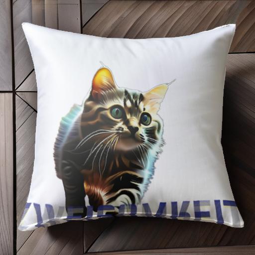 猫 テキスト ドイツ語 グラフィックデザイン クッションカバー 45×45cm アニマル柄 おしゃれ 可愛い ク..