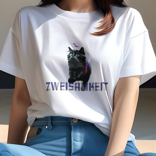 Tシャツ レディース 犬ファン 半袖 春夏 プリント カジュアル かわいい 人間用 フィットネス 猫 黒猫 ..