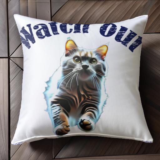 猫 気をつけて 敵が近づいている 逃げて クッションカバー 45×45cm アニマル柄 おしゃれ 可愛い クッション本体付き 正方形 猫 気をつけて 敵が近づいている 逃げて クッションカバー 45×45cm アニマル柄 おしゃれ 可愛い クッション本体付き 正方形
