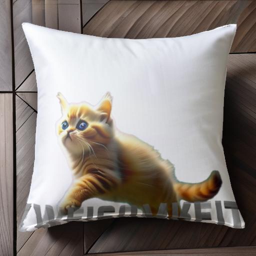 猫 ドイツ語のテキスト クッションカバー 45×45cm アニマル柄 おしゃれ 可愛い クッション本体付き 正..