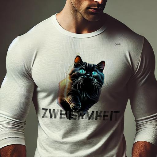 長袖Tシャツ 人間用 メンズ 秋春夏 プリント レジャー アウトドア カジュアル かわいい 猫 青い目 ドイ..