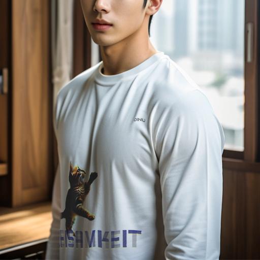 長袖Tシャツ 人間用 メンズ 秋春夏 プリント レジャー アウトドア カジュアル かわいい 猫 ドイツ語 ジ..