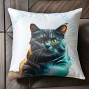猫 感謝 色彩 クッションカバー 45×45cm アニマル柄 おしゃれ 可愛い クッション本体付き 正方形