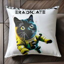 猫 スペーススーツ 未来 宇宙 クッションカバー 45×45cm アニマル柄 おしゃれ 可愛い クッション本体付き 正方形