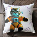 宇宙服 その他 猫 感謝のメッセージ クッションカバー 45×45cm アニマル柄 おしゃれ 可愛い クッション本体付き 正方形