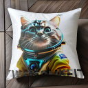 宇宙服 猫 宇宙 クッションカバー 45×45cm アニマル柄 おしゃれ 可愛い クッション本体付き 正方形