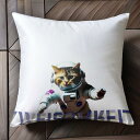猫 宇宙服 文字 ZWEISAMKEIT クッションカバー 45×45cm アニマル柄 おしゃれ 可愛い クッション本体付き 正方形