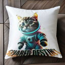 猫 宇宙服 共有運命 サイファーパンク SF クッションカバー 45×45cm アニマル柄 おしゃれ 可愛い クッション本体付き 正方形