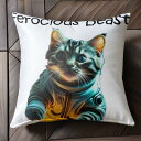宇宙服 その他 猫 フェロシャスビースト クッションカバー 45×45cm アニマル柄 おしゃれ 可愛い クッション本体付き 正方形