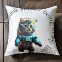 猫 宇宙服 宇宙 クッションカバー 45×45cm アニマル柄 おしゃれ 可愛い クッション本体付き 正方形