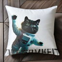 猫 宇宙服 宇宙 クッションカバー 45×45cm アニマル柄 おしゃれ 可愛い クッション本体付き 正方形