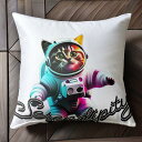 猫 宇宙服 セレンディピティ 宇宙 クッションカバー 45×45cm アニマル柄 おしゃれ 可愛い クッション本体付き 正方形