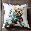 宇宙服 猫 宇宙 クッションカバー 45×45cm アニマル柄 おしゃれ 可愛い クッション本体付き 正方形