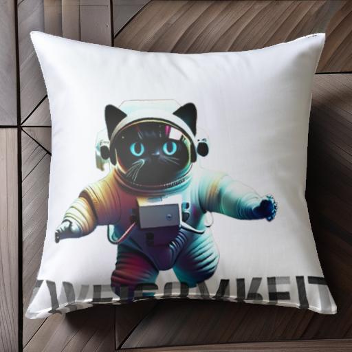 宇宙服 猫 クッションカバー 45×45cm アニマル柄 おしゃれ 可愛い クッション本体付き 正方形 宇宙服 猫 クッションカバー 45×45cm アニマル柄 おしゃれ 可愛い クッション本体付き 正方形